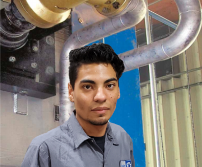 Service Background w andres Image of worker in front of machinery